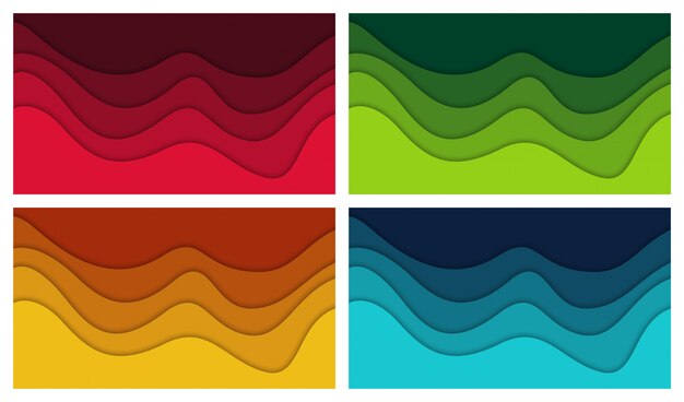 Conjunto de fondo abstracto en 3D y formas de corte de papel
