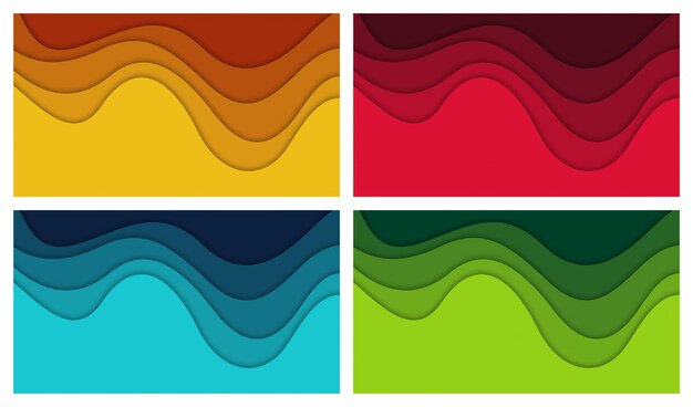 Conjunto de fondo abstracto en 3D y formas de corte de papel