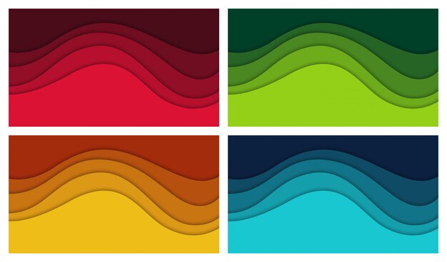 Conjunto de fondo abstracto en 3D y formas de corte de papel