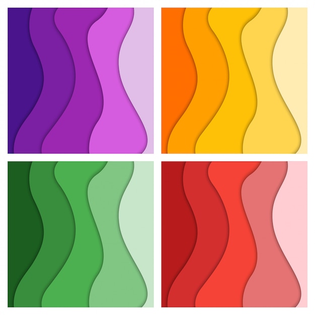 Conjunto de fondo abstracto en 3D y formas de corte de papel