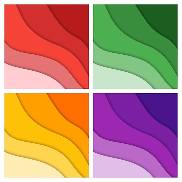 Conjunto de fondo abstracto en 3D y formas de corte de papel