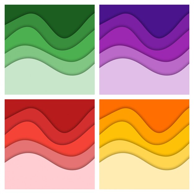 Conjunto de fondo abstracto en 3D y formas de corte de papel