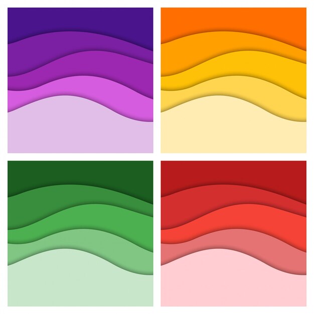 Conjunto de fondo abstracto en 3D y formas de corte de papel