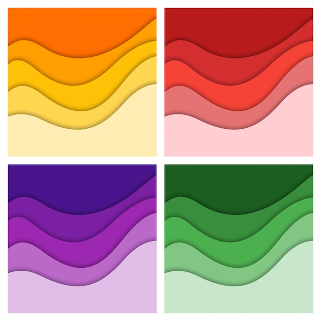 Conjunto de fondo abstracto en 3D y formas de corte de papel