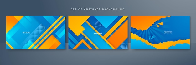 Conjunto de fondo abstracto amarillo naranja azul