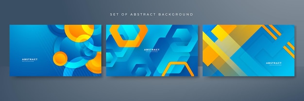 Conjunto de fondo abstracto azul y amarillo