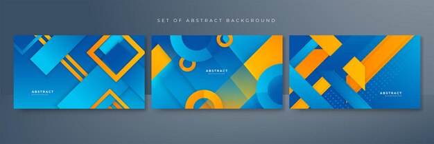 Conjunto de fondo abstracto azul y amarillo