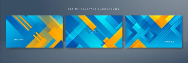 Conjunto de fondo abstracto azul y amarillo