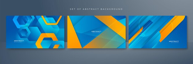 Conjunto de fondo abstracto azul y amarillo