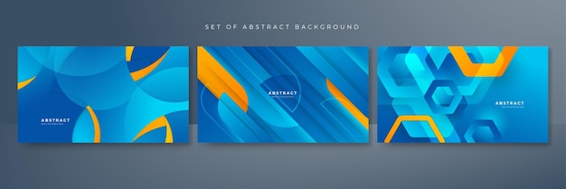Conjunto de fondo abstracto azul y amarillo