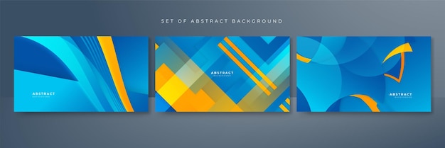 Conjunto de fondo abstracto azul y amarillo
