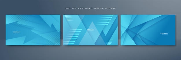Conjunto de fondo abstracto azul moderno con concepto corporativo y color fresco moderno de moda para diseño de presentación volante portada de redes sociales banner web banner tecnológico negocio y webinar