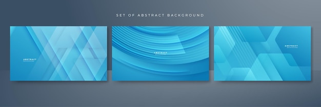 Conjunto de fondo abstracto azul moderno con concepto corporativo y color fresco moderno de moda para diseño de presentación volante portada de redes sociales banner web banner tecnológico negocio y webinar
