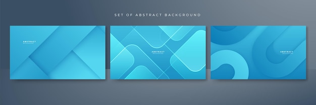 Conjunto de fondo abstracto azul moderno con concepto corporativo y color fresco moderno de moda para diseño de presentación volante portada de redes sociales banner web banner tecnológico negocio y webinar
