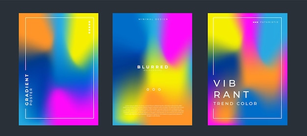 Conjunto de fondo abstracto con un hermoso fondo de color de gradación para el cartel del volante