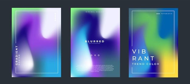 Conjunto de fondo abstracto con un hermoso fondo de color de gradación para el cartel del volante