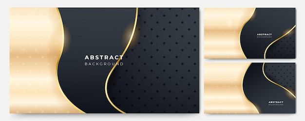 Vector conjunto de fondo abstracto de oro negro y brillante con concepto de lujo moderno