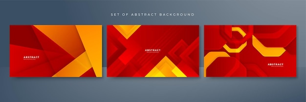 Conjunto de fondo abstracto rojo y amarillo