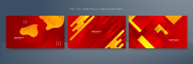 Conjunto de fondo abstracto rojo y amarillo