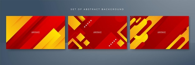 Conjunto de fondo abstracto rojo anaranjado amarillo Geometría de fondo brillo y vector de elemento de capa para diseño de presentación Traje para seminario festivo de fiesta de institución corporativa de negocios y charlas