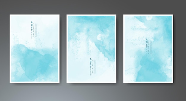 Conjunto de fondo de acuarela abstracto pintado a mano creativo Diseño para su postal de fecha de portada