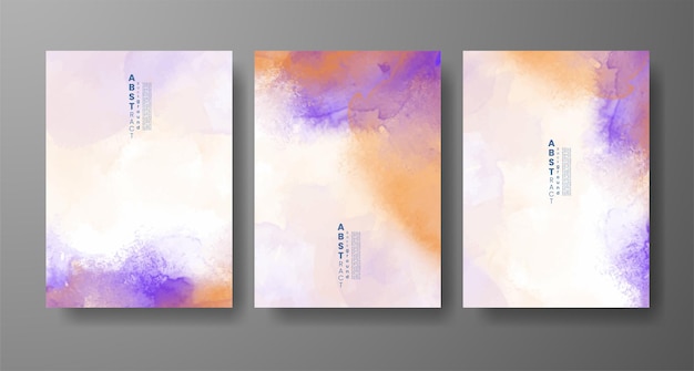 Conjunto de fondo de acuarela abstracto pintado a mano creativo Diseño para su postal de fecha de portada