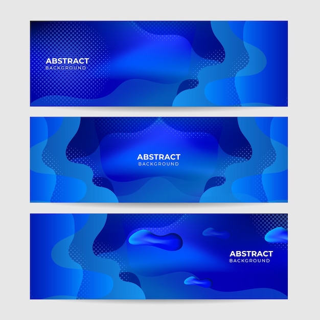 Conjunto de fondo de banner abstracto azul