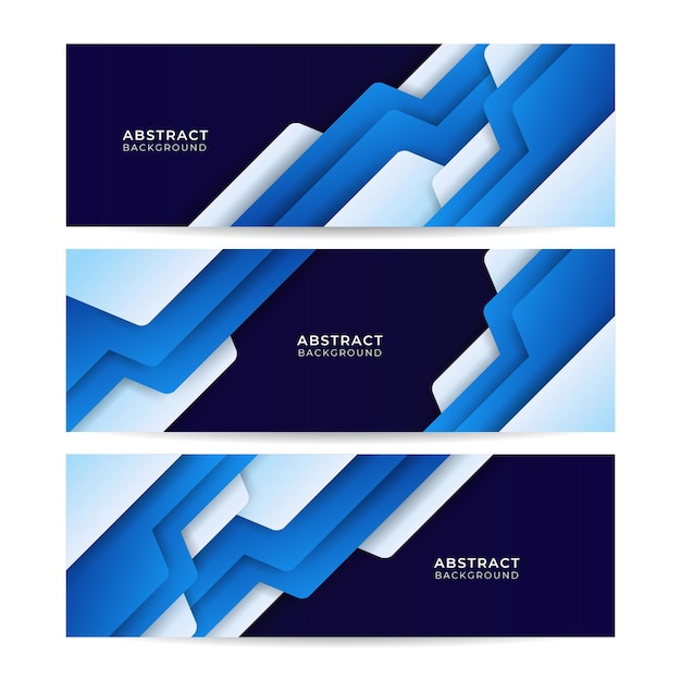 Conjunto de fondo de banner azul marino oscuro degradado abstracto 3D moderno. Plantillas de banner de tecnología abstracta azul para la web, redes sociales, banner, portada, volante, tarjeta, afiche, papel tapiz, textura