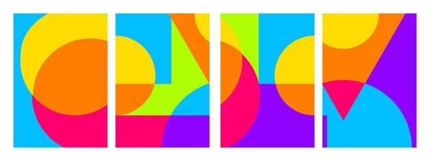 Conjunto de fondo de banner colorido abstracto con formas geométricas Elemento de diseño gráfico moderno Traje para folleto de tarjeta de encabezado de cubierta de banner de cartel