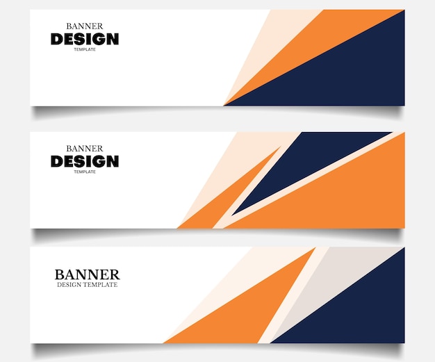 Vector conjunto de fondo de banner de negocios web abstracto con color azul oscuro y naranja