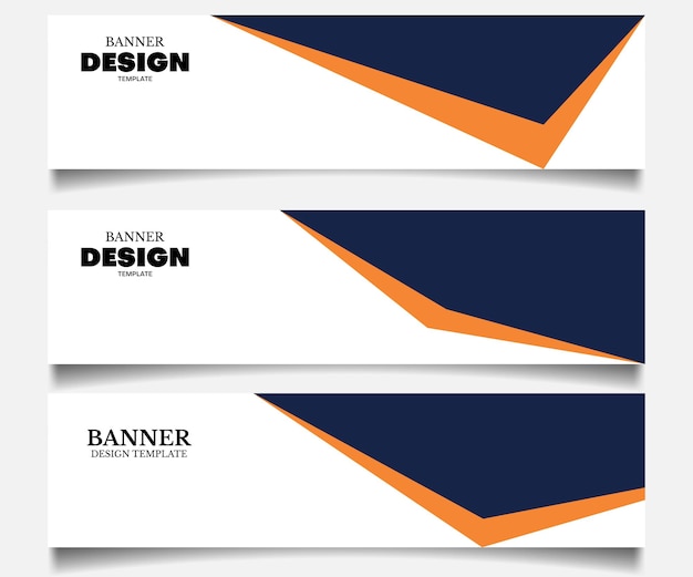 Conjunto de fondo de banner de negocios web abstracto con color azul oscuro y naranja