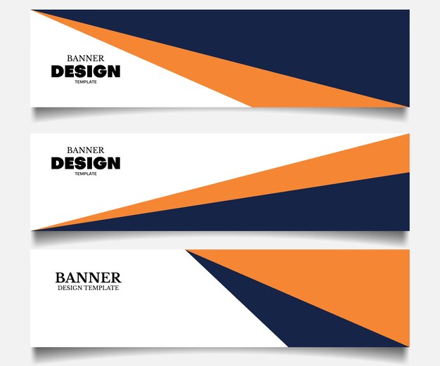 Conjunto de fondo de banner de negocios web abstracto con color azul oscuro y naranja
