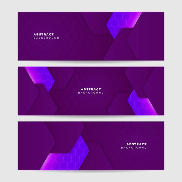 Conjunto de fondo de banner púrpura abstracto moderno