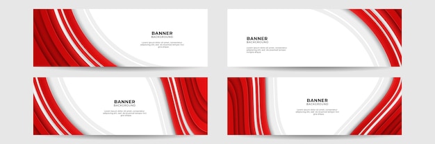 Conjunto de fondo de banner rojo abstracto con capas de superposición 3d y formas de onda. Fondo abstracto geométrico, poligonal, textura, diseño publicitario. Página web. encabezado para el sitio web.