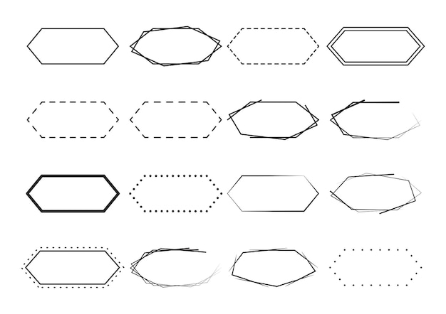 Conjunto de fondo de borde hexagonal. diseño de elementos de decoración de marcos geométricos.