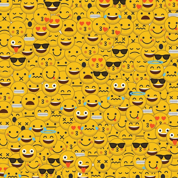 Conjunto de fondo de caras de personajes de emoticonos emoji