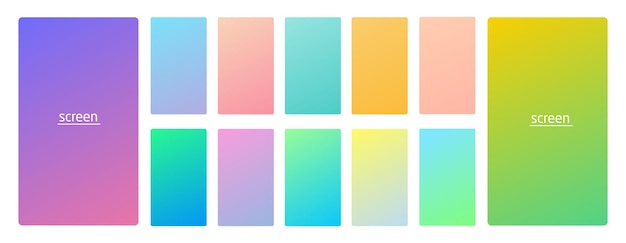 Conjunto de fondo de color suave degradado pastel suave y vibrante para dispositivos