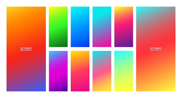 Conjunto de fondo de color suave degradado suave vibrante y neón