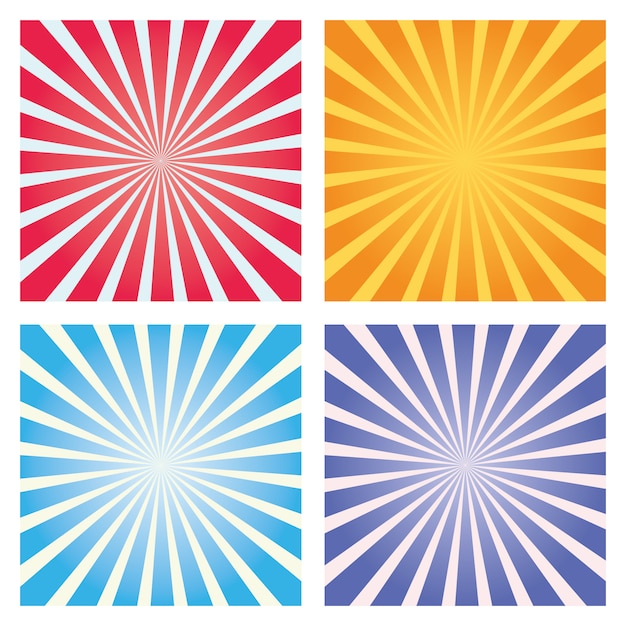 Vector conjunto de fondo colorido sunburst