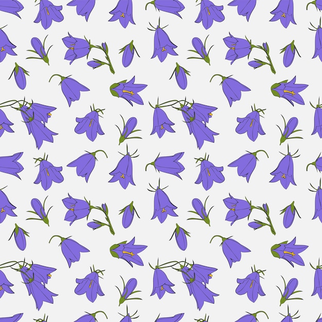 Un conjunto de fondo sin costuras con flores de campanario gráficos vectoriales 1000x1000