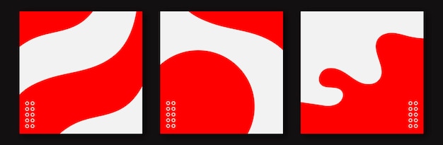 Conjunto de fondo cuadrado rojo abstracto para el diseño de redes sociales