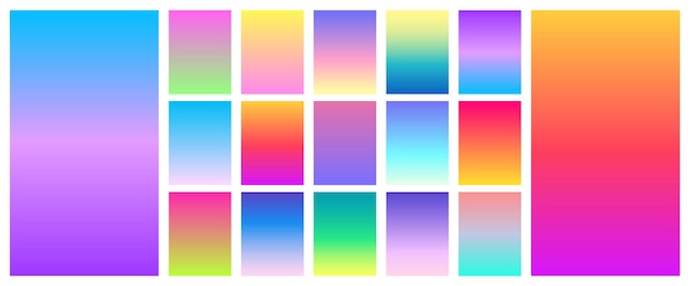 Conjunto de fondo degradado de color de puesta de sol suave Diseño de pantalla vectorial para aplicación móvil