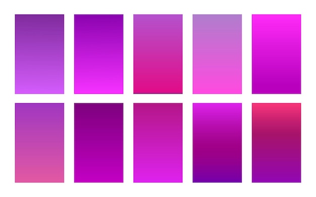 Conjunto de fondo degradado de color púrpura Plantillas de textura para pancartas, carteles, folletos, presentaciones, aplicaciones móviles y diseño de pantalla de teléfonos inteligentes, Ilustración vectorial