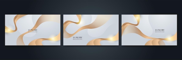 Conjunto de fondo de diseño abstracto moderno y elegante de lujo blanco y dorado Plantilla web de fondo de presentación de patrón de banner de diseño gráfico abstracto de vector