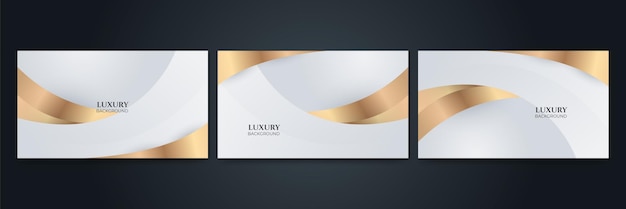 Conjunto de fondo de diseño abstracto moderno y elegante de lujo blanco y dorado Plantilla web de fondo de presentación de patrón de banner de diseño gráfico abstracto de vector
