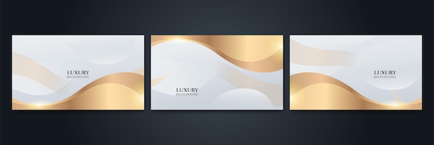 Conjunto de fondo de diseño abstracto moderno y elegante de lujo blanco y dorado Plantilla web de fondo de presentación de patrón de banner de diseño gráfico abstracto de vector