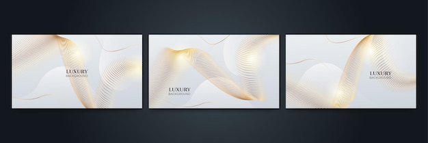 Conjunto de fondo de diseño abstracto moderno y elegante de lujo blanco y dorado plantilla web de fondo de presentación de patrón de banner de diseño gráfico abstracto de vector
