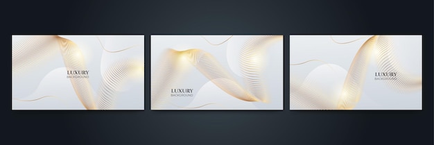 Conjunto de fondo de diseño abstracto moderno y elegante de lujo blanco y dorado Plantilla web de fondo de presentación de patrón de banner de diseño gráfico abstracto de vector