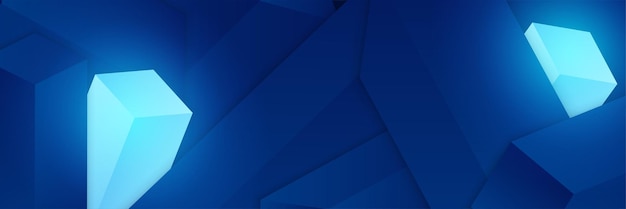 Conjunto de fondo de diseño de banner abstracto azul bloque geométrico 3d