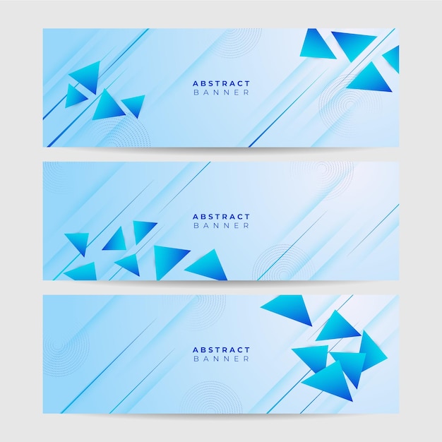 Conjunto de fondo de diseño de banner abstracto azul fluido geométrico triángulo